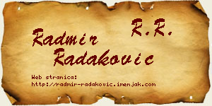 Radmir Radaković vizit kartica